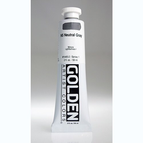 Golden, Heavy Body, Acrylic, Paint, 2oz, N5 Neutral Grey